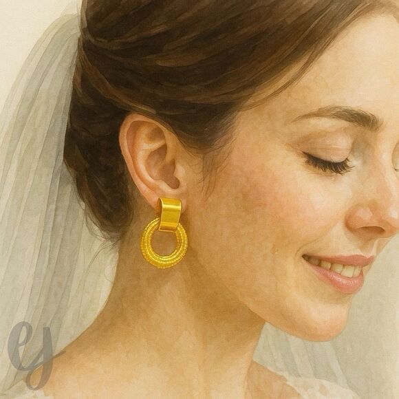 Marais Twisted Hoop Doorknocker Earrings in Gold Tone – Multiples Available - Picture 9 of 9